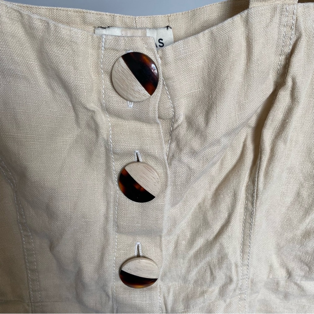 Nicholas Beige Button Front Double Strap Linen Mi… - image 5